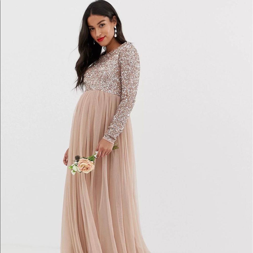 Maya Maternity Bridesmaid long sleeve maxi